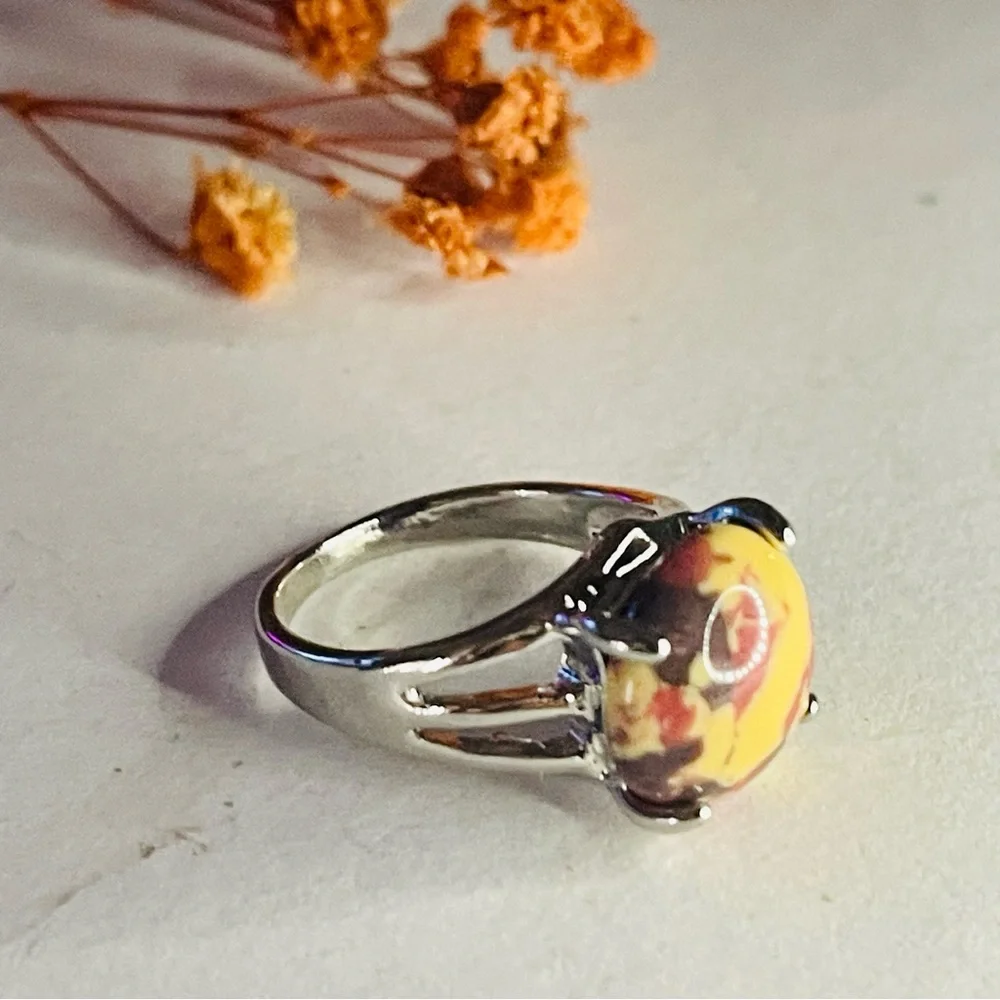 New Handmade Natural Mookaite Yellow Stone Sterling Silver Dragon Claw Ring